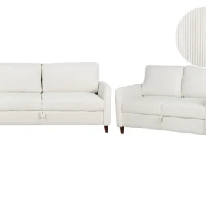 Jumbo Cord Living Room Sofa Set White MARE