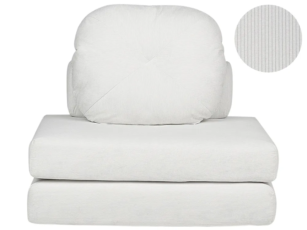 Jumbo Cord Single Sofa Bed White OLDEN