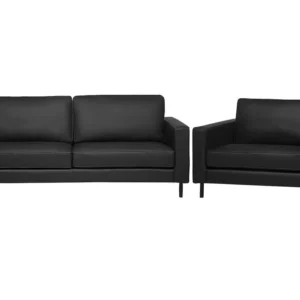 Leather Living Room Set Black SAVALEN