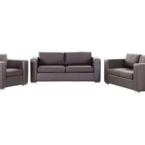 Leather Living Room Set Brown HELSINKI