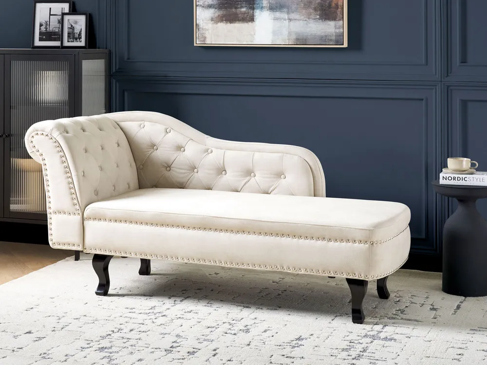 Left Hand Chaise Lounge Flanela Light Beige NIMES