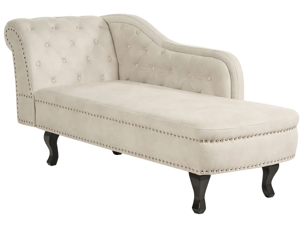 Left Hand Chaise Lounge Flanela Light Beige NIMES
