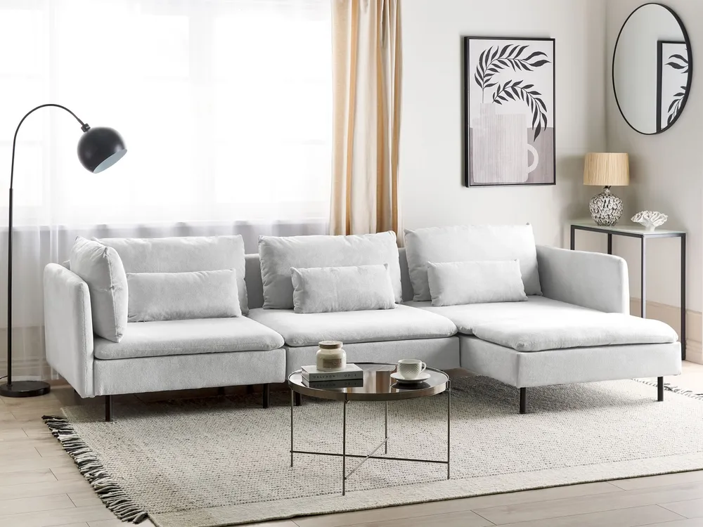 Left Hand Encaixável Fabric Corner Sofa Grey EGERIS