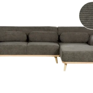 Left Hand Enorme Cord Corner Sofa Dark Green SIMOS