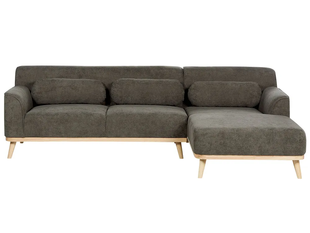 Left Hand Enorme Cord Corner Sofa Dark Green SIMOS