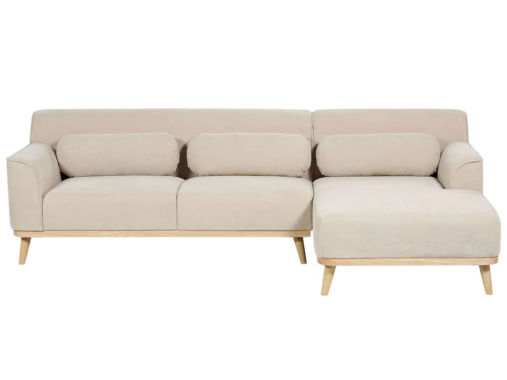 Left Hand Enorme Cord Corner Sofa Beige SIMOS