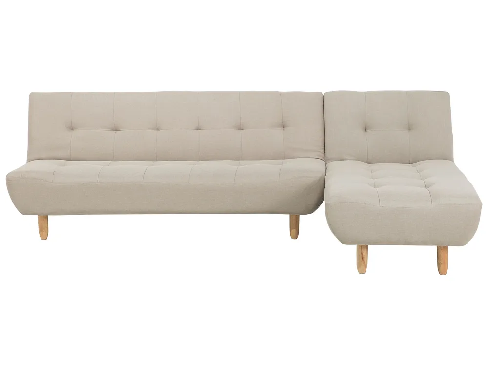 Left Hand Fabric Corner Sofa Bed Bege claro ALSTEN