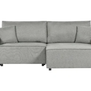 Left Hand Fabric Corner Sofa Bed Storage Grey KARILA