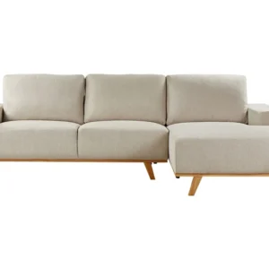 Left Hand Fabric Corner Sofa Bege claro NORA