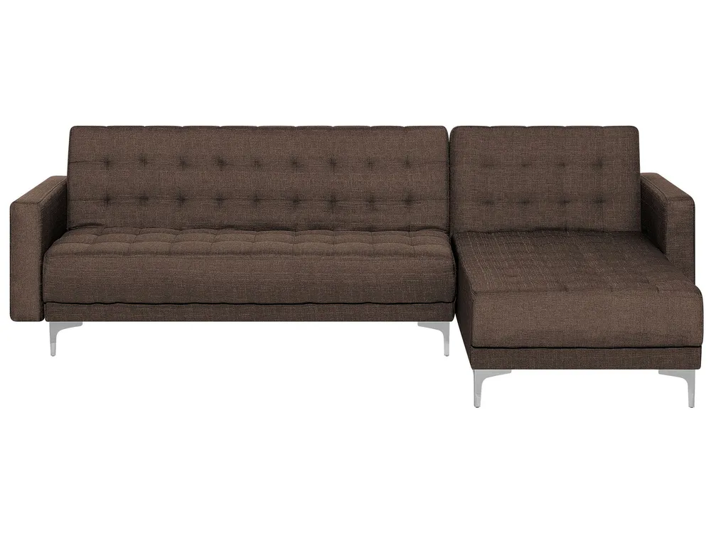 Left Hand Fabric Corner Sofa Dark Chocolate ABERDEEN