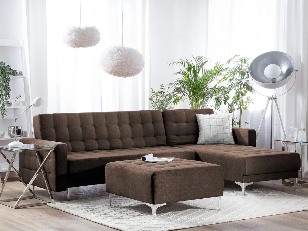 Left Hand Fabric Corner Sofa Dark Chocolate ABERDEEN
