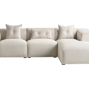 Left Hand Fabric Corner Sofa Light Tom neutro DOLVA