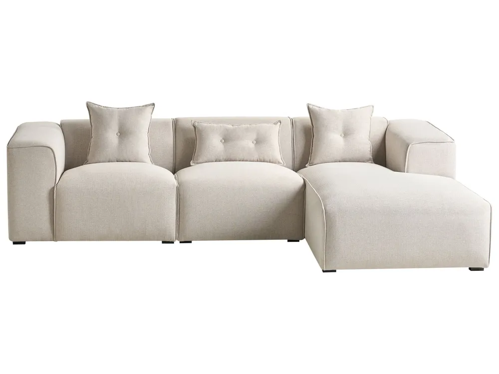 Left Hand Fabric Corner Sofa Light Tom neutro DOLVA