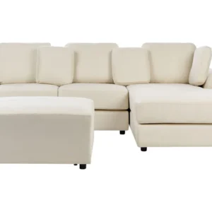 Left Hand Fabric Corner Sofa Ottoman Light Cor creme KOHLO