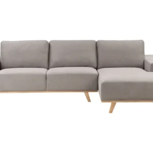 Left Hand Fabric Corner Sofa Taupe NORA com 3 Portas de Correr