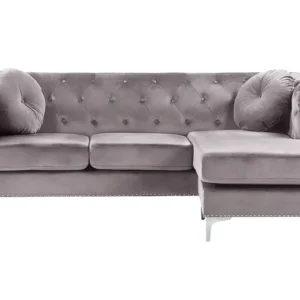 Left Hand Flanela Corner Sofa Grey FLEN para Assistir TV