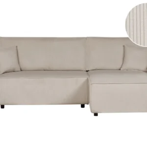 Left Hand Jumbo Cord Corner Sofa Bed Cor creme ABACKA
