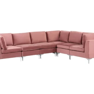 Left Hand 6 Seater Modular Veludo Corner Sofa Pink EVJA
