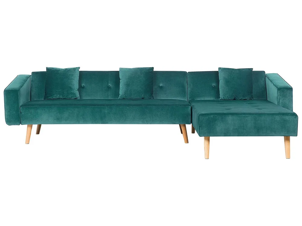 Left Hand Tecido macio Corner Sofa Bed Green VADSO