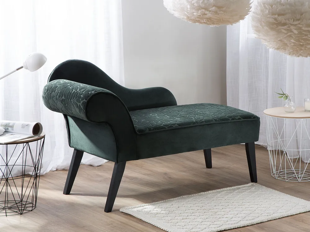Left Hand Velvet Chaise Lounge Esmeralda BIARRITZ