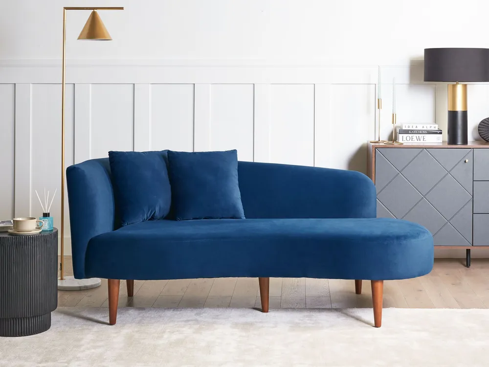 Left Hand Velvet Chaise Lounge Marinho CHAUMONT