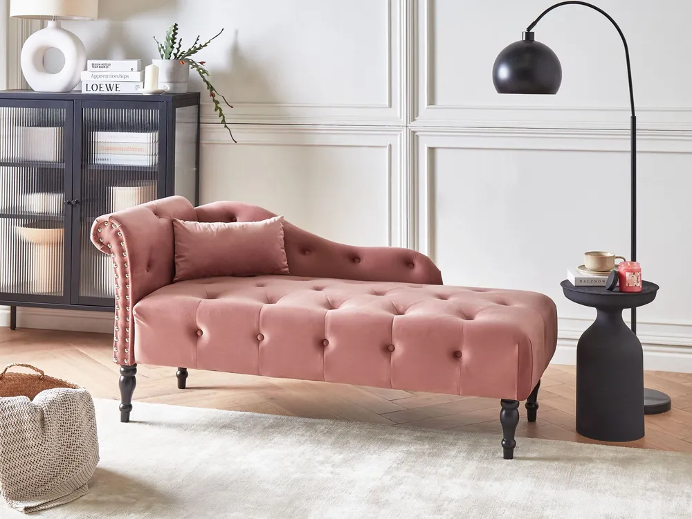 Left Hand Velvet Chaise Lounge Rosa IVRY