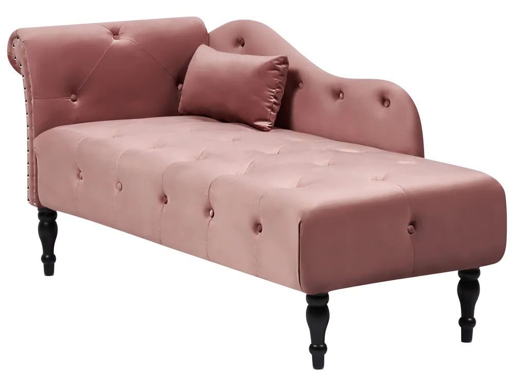 Left Hand Velvet Chaise Lounge Rosa IVRY