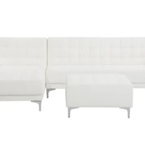 Madeira Maciç Right Hand Faux Leather Corner Sofa Ottoman Neve ABERDEEN