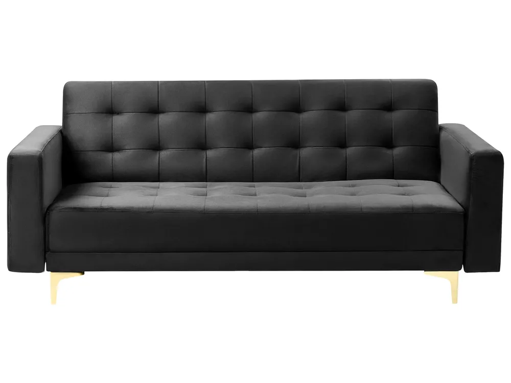 Madeira Maciç 3 Seater Velvet Sofa Bed Carvão ABERDEEN