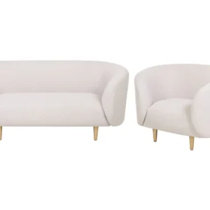 Mesa de Centro Fabric Living Room Set Bege claro and Gold LOEN