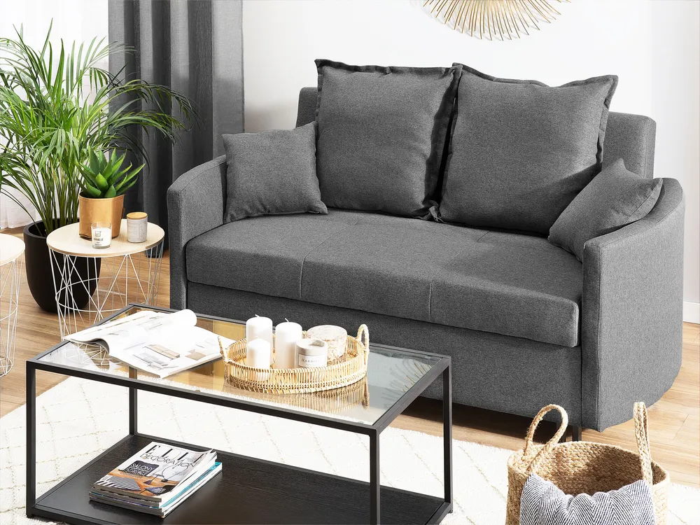 Mesa de Centro Fabric Sofa Bed Grey HOVIN