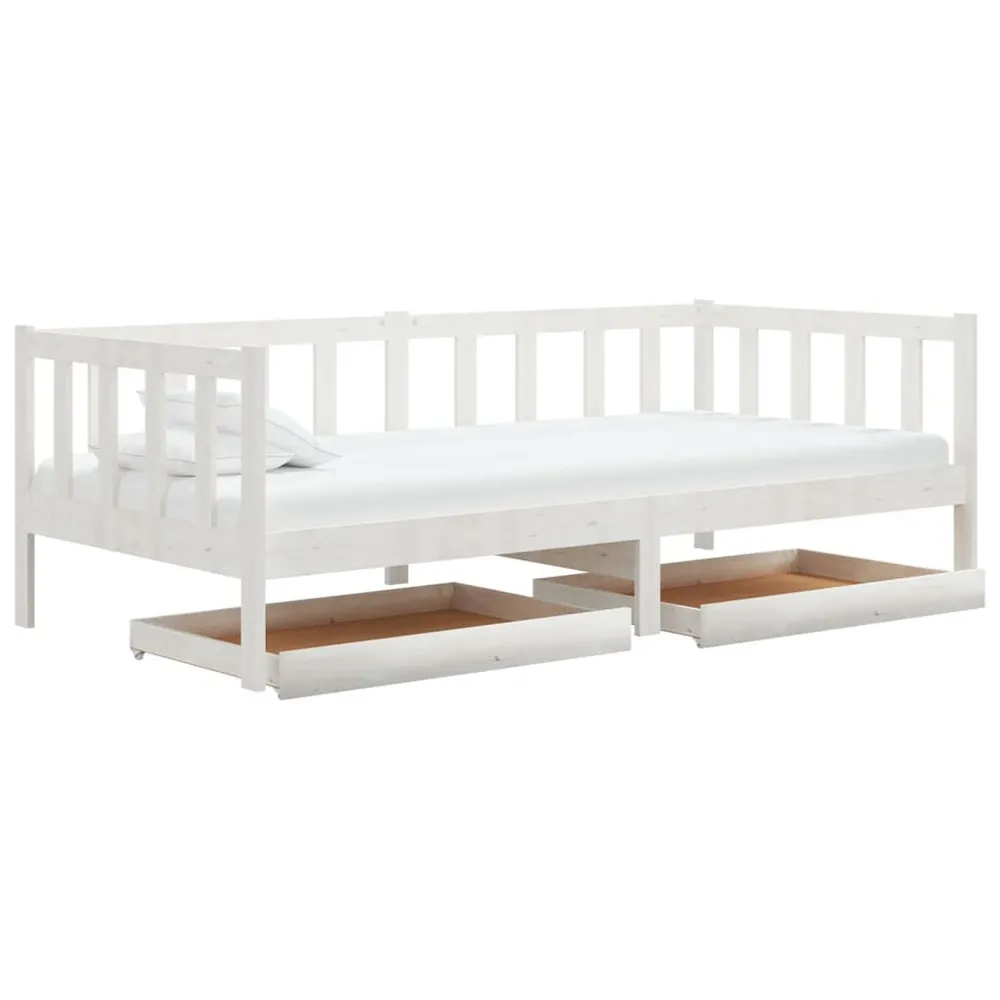 Mesa de Centro Sofá-cama com gavetas 90x200 cm pinho maciço branco
