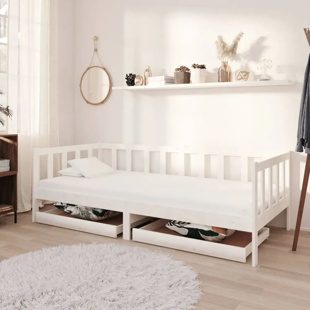 Mesa de Centro Sofá-cama com gavetas 90x200 cm pinho maciço branco
