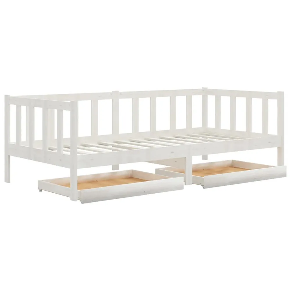 Mesa de Centro Sofá-cama com gavetas 90x200 cm pinho maciço branco