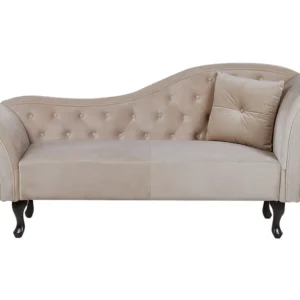 Poltrona Reclinável Right Hand Chaise Lounge Veludo macio Beige LATTES