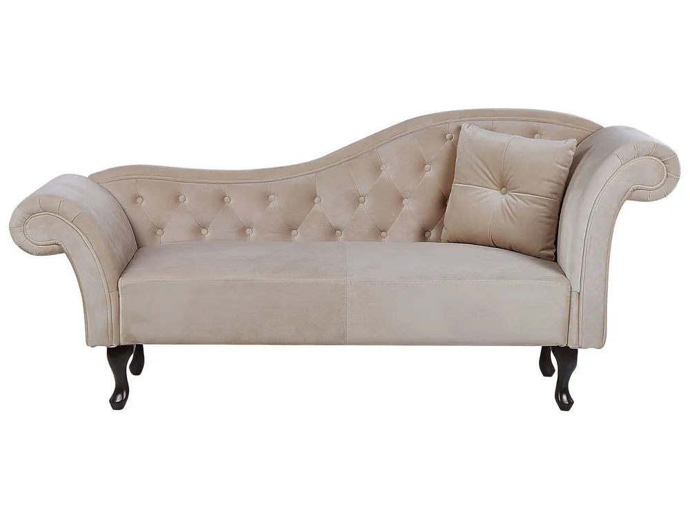 Poltrona Reclinável Right Hand Chaise Lounge Veludo macio Beige LATTES