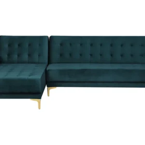 Poltrona Reclinável Right Hand Veludo Corner Sofa Teal ABERDEEN