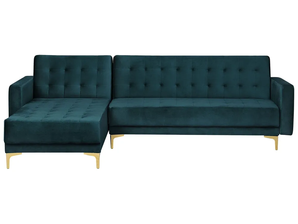 Poltrona Reclinável Right Hand Veludo Corner Sofa Teal ABERDEEN