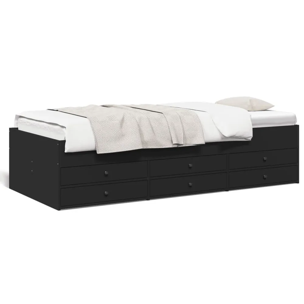 Poltrona Reclinável Sofá-cama com gavetas sem colchão 90x200 cm preto