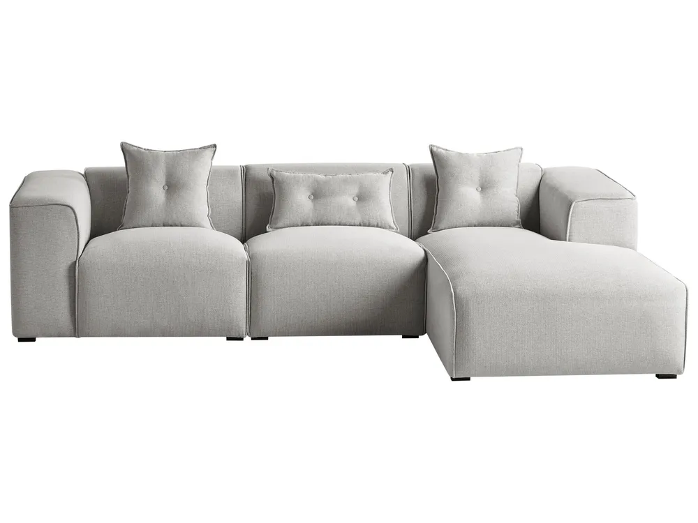 Prateleira Flutuante Left Hand Fabric Corner Sofa Light Grey DOLVA