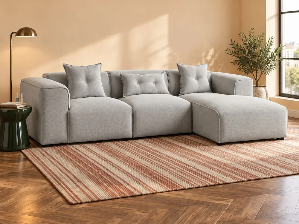 Prateleira Flutuante Left Hand Fabric Corner Sofa Light Grey DOLVA