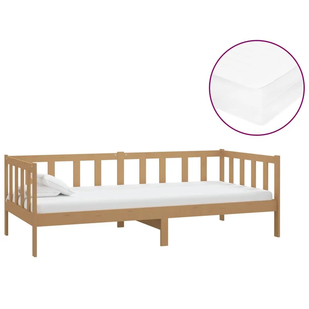 Prateleira Flutuante Sofá-cama com colchão 90x200 cm pinho maciço castanho mel