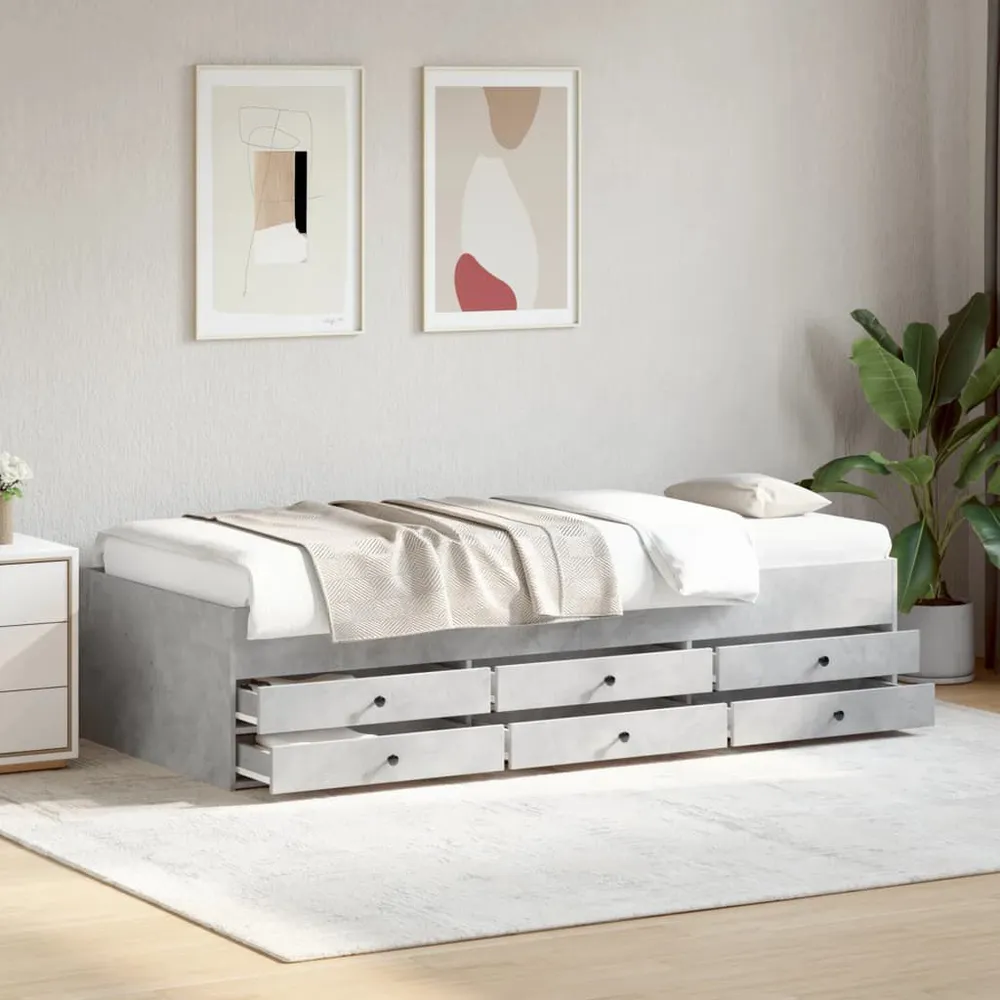 Prateleira Flutuante Sofá-cama com gavetas sem colchão 90x190 cm cinzento cimento
