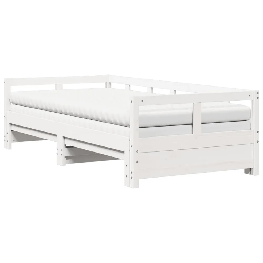 Prateleira Flutuante Sofá-cama com gavetão e colchões 90x200 cm pinho maciço branco