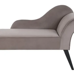 Puff de Armazenamento Right Hand Tecido macio Chaise Lounge Taupe BIARRITZ
