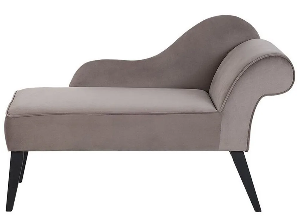 Puff de Armazenamento Right Hand Tecido macio Chaise Lounge Taupe BIARRITZ