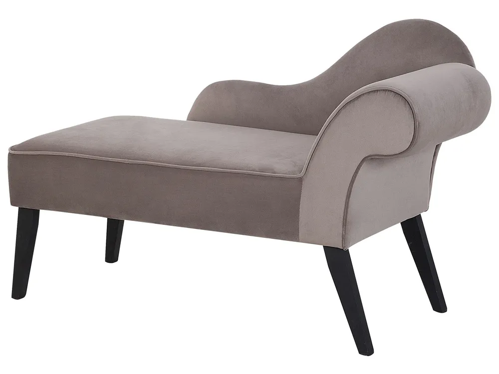 Puff de Armazenamento Right Hand Tecido macio Chaise Lounge Taupe BIARRITZ
