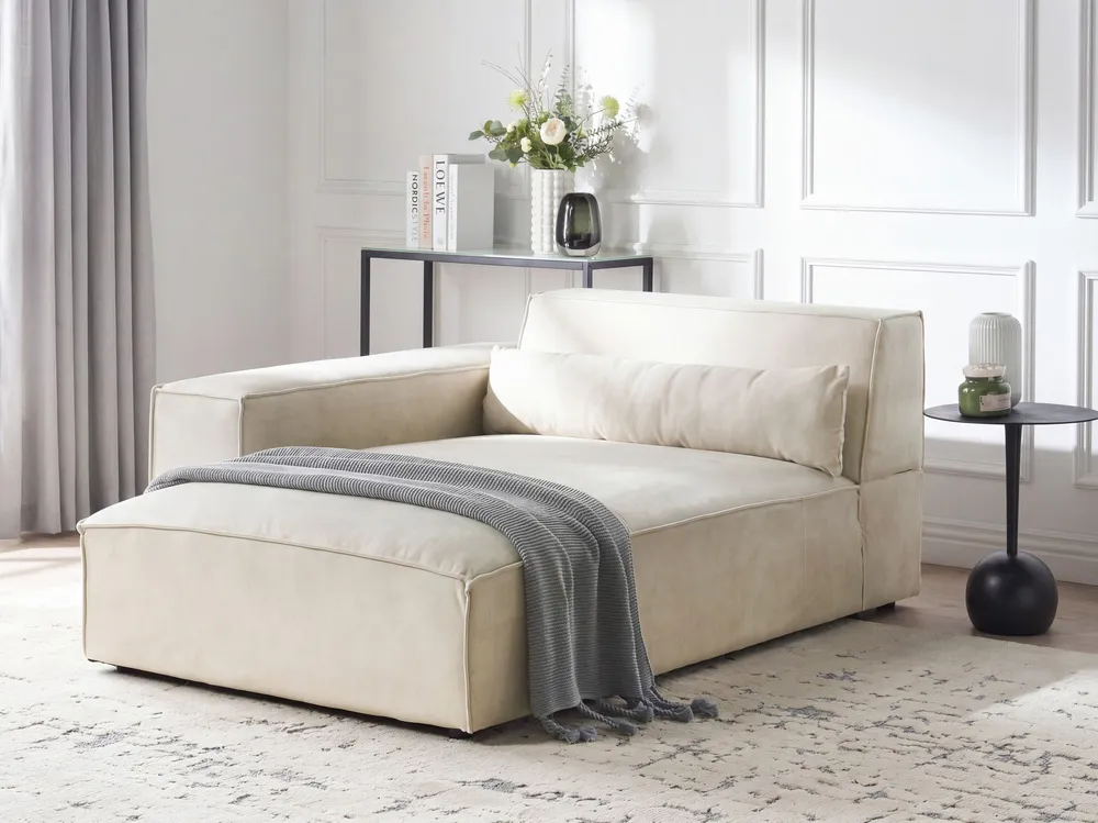Puff de Armazenamento Right Hand Velvet Chaise Lounge Tom neutro HELLNAR