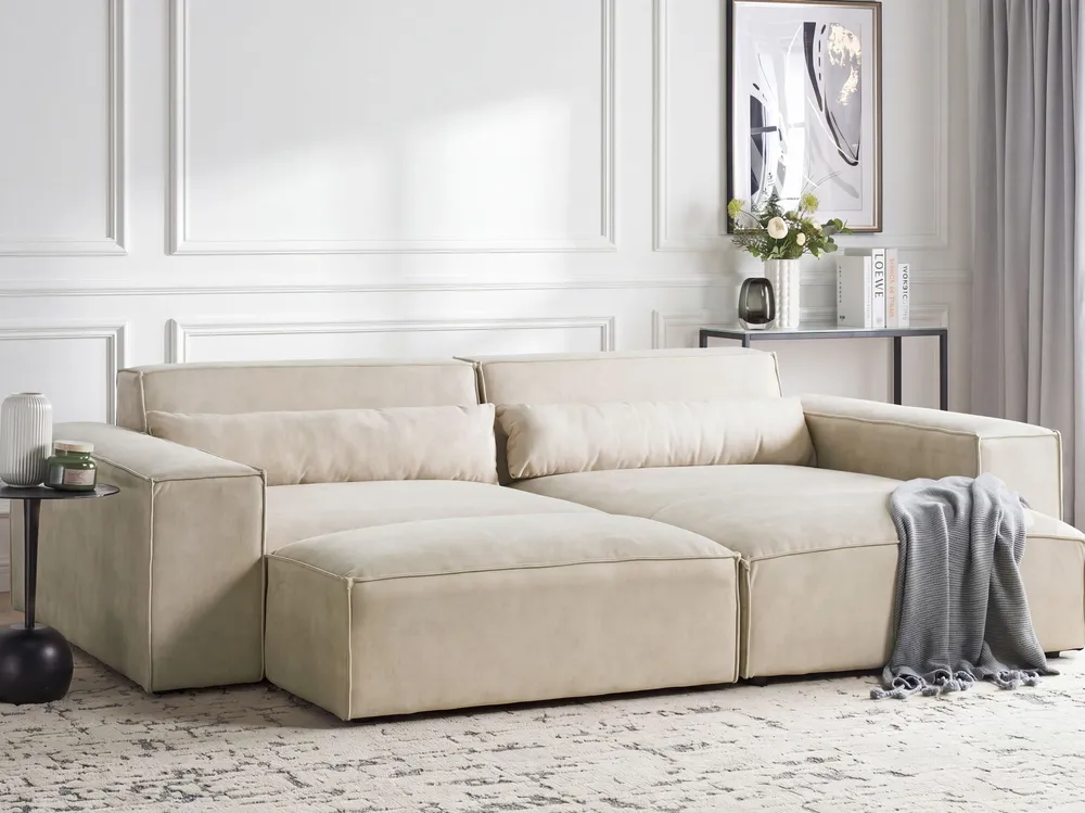 Puff de Armazenamento Right Hand Velvet Chaise Lounge Tom neutro HELLNAR