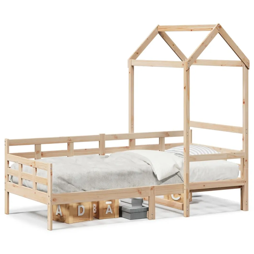 Puff de Armazenamento Sofá-cama com telhado 90x200 cm madeira de pinho maciç